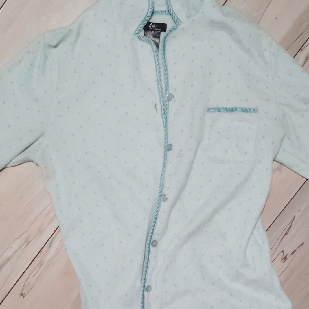 Light Blue Polka Dot Button-Up Shirt